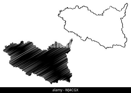 Region Pardubice (Böhmische Länder, Tschechien, Regionen der Tschechischen Republik) Karte Vektor-illustration, kritzeln Skizze Pardubice Karte Stock Vektor