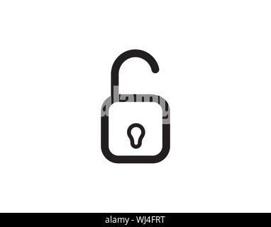 Symbol für entsperrtes Vorhängeschloss in minimaler Linienkontur Stock Vektor