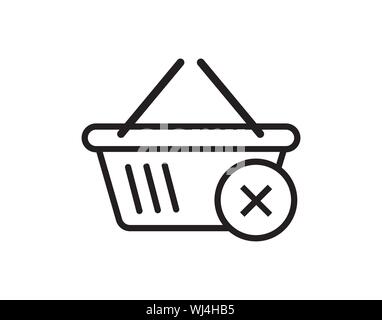 Symbol „Warenkorb Entfernen“ Symbol „Warenkorb Abbrechen“ Stock Vektor