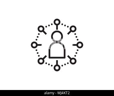 Benutzer Netzwerkverbindung Community-Kontur-Symbol-Vektor Stock Vektor