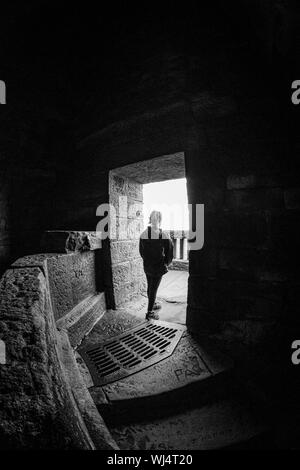 Im Inneren Stoodley Hecht Denkmal, oben Todmorden, Calderdale, West Yorkshire, England. Stockfoto