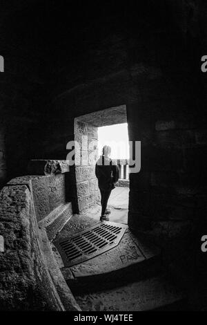 Im Inneren Stoodley Hecht Denkmal, oben Todmorden, Calderdale, West Yorkshire, England. Stockfoto