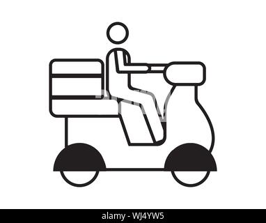 Ein Mann reitet einen Roller. Lieferung Symbol Stock Vektor