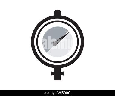 Symbol für Industriedruckmesser mit Dial und Nadel Stock Vektor