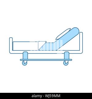 Krankenhausbett Symbol. Dünne Linie mit blauer Füllung Design. Vector Illustration. Stock Vektor