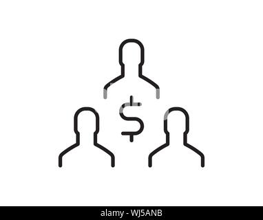 Symbol für Gruppeneinkommen und gemeinsame Finanzierung mit Dollarsymbol, Vektorzeichen Stock Vektor