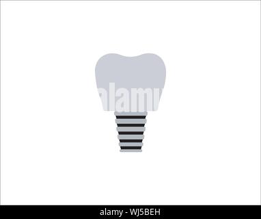 Zahnimplantat-Zahnsymbol für Oralchirurgie und prothetische Behandlung, flaches Vektorsymbol Stock Vektor