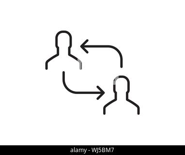 Symbol für den Austausch von Benutzerprofilen mit Richtungspfeilen, Kommunikationsvektorsymbol Stock Vektor