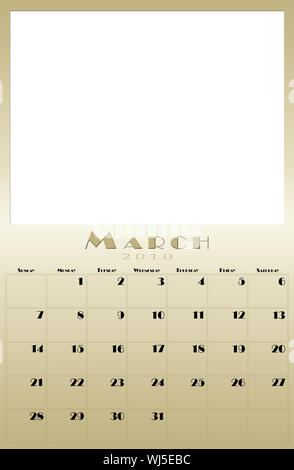 Jeder Monat des Jahres 2010 Kalender Stockfoto