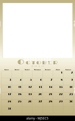 Jeder Monat des Jahres 2010 Kalender Stockfoto