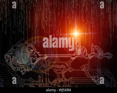 Verschlüsselung-Schlüssel-Serie. Hintergrund-Design aus stilisierten Schlüssel und Anzahl Symbole zum Thema Mathematik, Verschlüsselung und digitale Technologien Stockfoto