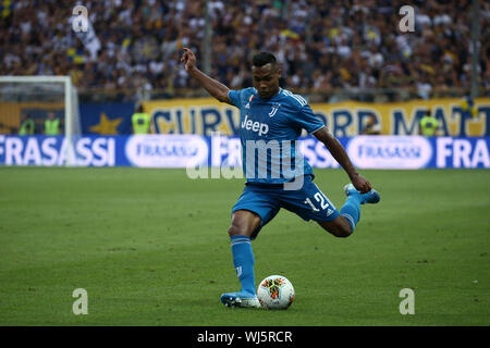 Parma, Italien. 24. August 2019. Italienische Serie A Parma Calcio vs FC Juventus. Alex Sandro von Juventus Turin. Stockfoto