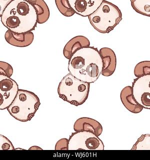 Vektor nahtlose Muster mit niedlichen kawaii Pandas. Baby Style. Drucken für Kleidung und Wrapper. Stock Vektor