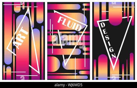 Flüssige Farben Hintergründe gesetzt. Futuristische Gradient Formen. Für das Template. Esp 10 Vector Illustration. Stock Vektor