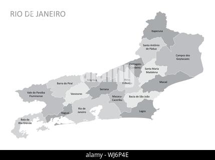Rio de Janeiro State Regionen Karte Stock Vektor