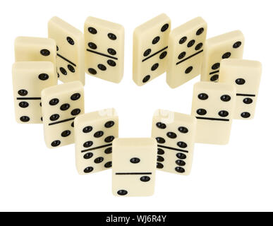 Domino-Knochen auf dem weißen Hintergrund Stockfoto