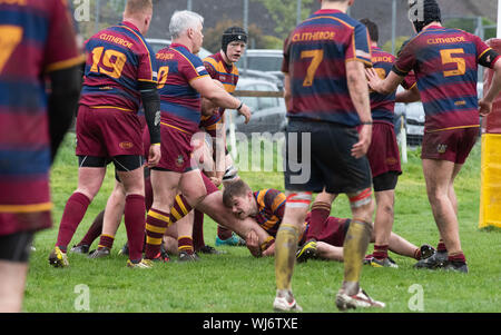 Die Teilnahme an Spielen Rugby, Clitheroe, Lancashire. Stockfoto