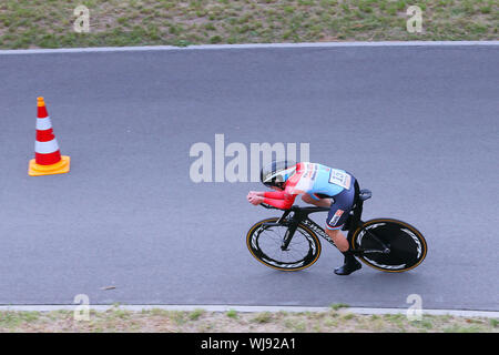 Sittard, Niederlande. 03 Sep, 2019. Sittard - 3-09-2019, Radfahren, Boels Damen Tour, proloog, Christine Majerus während ihrer Zeit in Sittard Credit: Pro Schüsse/Alamy leben Nachrichten Stockfoto