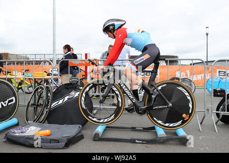 Sittard, Niederlande. 03 Sep, 2019. Sittard - 3-09-2019, Radfahren, Boels Damen Tour, proloog, Christine Majerus während ihrer Zeit in Sittard Credit: Pro Schüsse/Alamy leben Nachrichten Stockfoto