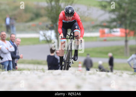 Sittard, Niederlande. 03 Sep, 2019. Sittard - 3-09-2019, Radfahren, Boels Damen Tour, proloog, Christine Majerus während ihrer Zeit in Sittard Credit: Pro Schüsse/Alamy leben Nachrichten Stockfoto