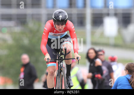 Sittard, Niederlande. 03 Sep, 2019. Sittard - 3-09-2019, Radfahren, Boels Damen Tour, proloog, Christine Majerus während ihrer Zeit in Sittard Credit: Pro Schüsse/Alamy leben Nachrichten Stockfoto