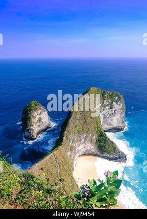 Dies ist das erste Mal Ich sehe T-Rex auf Kelingking Strand, Nusa Penida, Bali. Royalty hochwertige Lager Bild der Landschaft. Stockfoto