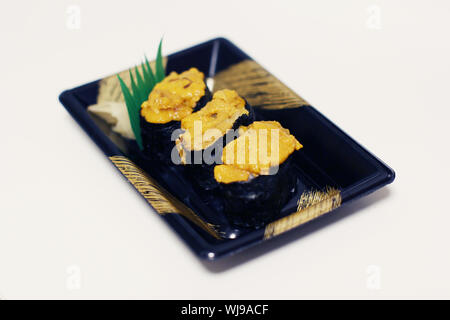 Satz 3 Seeigel sushis Stockfoto