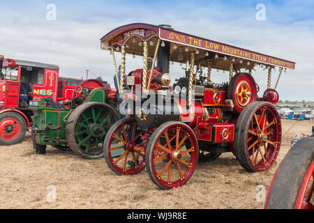 Ein Garrett showmans Engine' Die Rambler' an der 2018 Low Ham Steam Rally, Somerset, England, Großbritannien Stockfoto