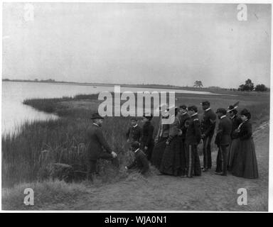 Hampton Institut, Hampton, Virginia, Ca. 1898 - Exkursion nach Marsh - Studium Bodenbildung durch ruhiges Wasser und Pflanzen Stockfoto