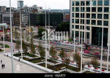 Midland Metro Straßenbahn-Verlängerung, Street, Birmingham, UK Stockfoto