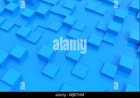 Blaue Würfel abstrakt Hintergrund Muster. 3D-Darstellung. Stockfoto