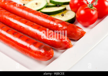 Selektiven Fokus auf die Wurst in der Mitte Stockfoto