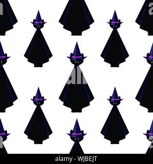 Nahtlose Muster mit Katze. happy halloween. Vektor. Stock Vektor