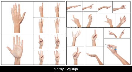 Festlegen der Hände eines weiblichen, Collage-Konzepts. Stockfoto