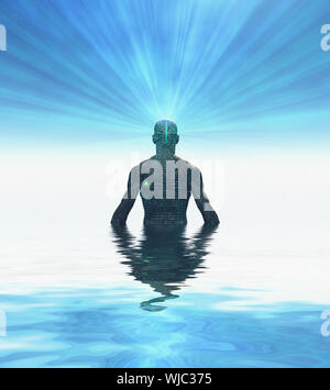 Der Mensch strahlt Licht aus. 3D-Rendering Stockfoto