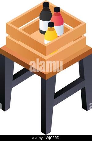 Holz box auf Stuhl Symbol. Isometrische aus Holz box auf Stuhl vektor Symbol für Web Design auf weißem Hintergrund Stock Vektor