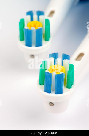 Zwei elektrische Zahnbürsten closeup Stockfoto