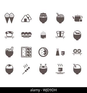 Japanisches Essen Icon Set. Vector Illustration Stock Vektor