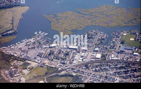 Luftaufnahme der Insel Park Nachbarschaft von Long Island, New York, Stockfoto