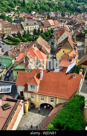 Der Haupteingang der Zitadelle von der mittelalterlichen Altstadt entfernt. Ein Unesco Weltkulturerbe. Sighisoara, Siebenbürgen. Rumänien Stockfoto