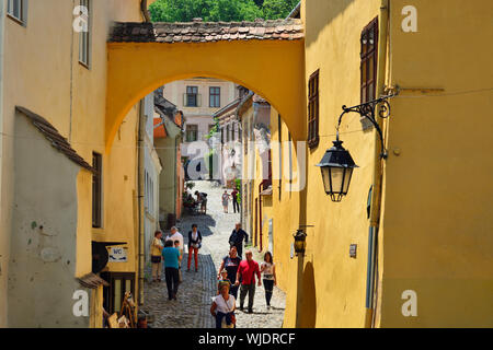 Die mittelalterliche Altstadt innerhalb der Zitadelle. Ein Unesco Weltkulturerbe. Sighisoara, Siebenbürgen. Rumänien Stockfoto