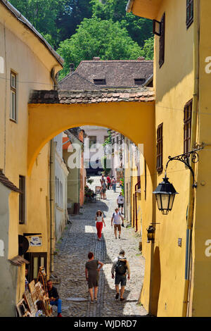 Die mittelalterliche Altstadt innerhalb der Zitadelle. Ein Unesco Weltkulturerbe. Sighisoara, Siebenbürgen. Rumänien Stockfoto