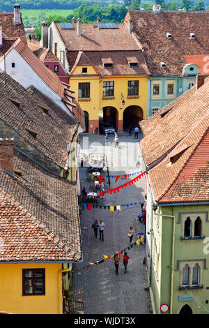 Die mittelalterliche Altstadt innerhalb der Zitadelle. Ein Unesco Weltkulturerbe. Sighisoara, Siebenbürgen. Rumänien Stockfoto