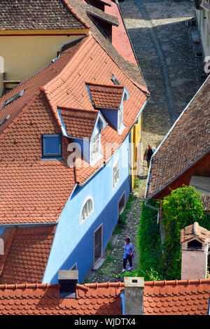 Traditionelle Häuser in Sighisoara, Siebenbürgen. Rumänien Stockfoto