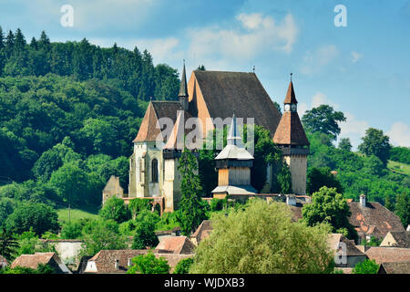 Die Kirchenburg von Birthälm, einem Sächsischen Dorf in Siebenbürgen. Ein Unesco Weltkulturerbe. Sibiu County, Siebenbürgen. Rumänien Stockfoto