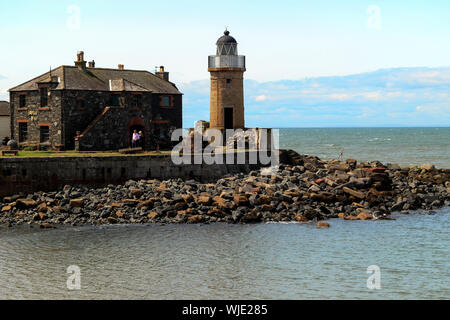 Portpatrick Leuchtturm, Dumfries and Galloway, Schottland, Großbritannien Stockfoto