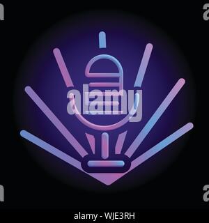Neon Studio Mikrofon Symbol. Cartoon von Neon Studio Mikrofon vektor Symbol für Web Design auf weißem Hintergrund Stock Vektor