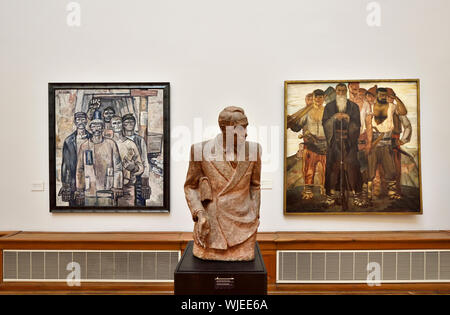 Porträt des Schriftstellers Nikolay Hrelkov, 1936 von Ivan Funev (1900-1983). National Gallery Kvadrat 500, Sofia. Bulgarien Stockfoto