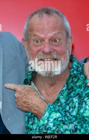 Venedig, Italien. 03 Sep, 2019. Terry Gilliam stellt bei der Premiere, wenn 'Happy Birthday' während des 76. Filmfestival von Venedig im Sala Giardino am Lido in Venedig, Italien, am 03. September 2019. | Verwendung der weltweiten Kredit: dpa Picture alliance/Alamy leben Nachrichten Stockfoto