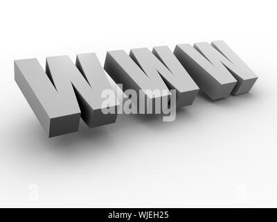 Ein Bild der Buchstaben www auf weißem Hintergrund Stockfoto